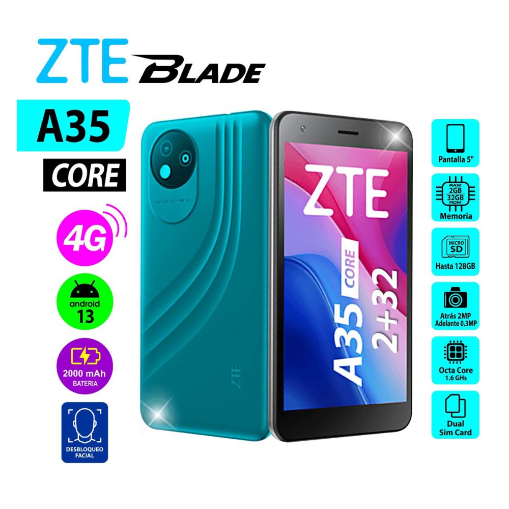 ZTE A35 CORE 2RAM Y 32GB VERDE