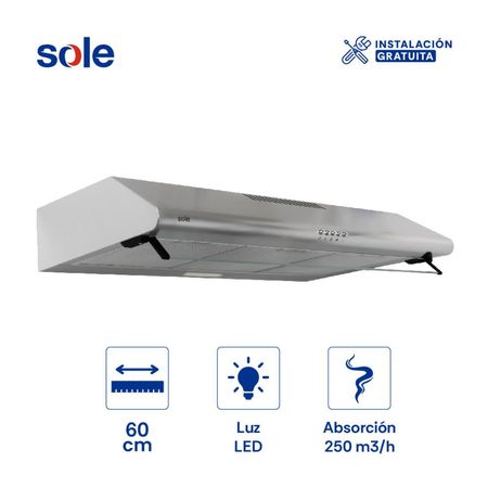 Campana Extractora 80cm Sole Hera Acero Inoxidable Plata