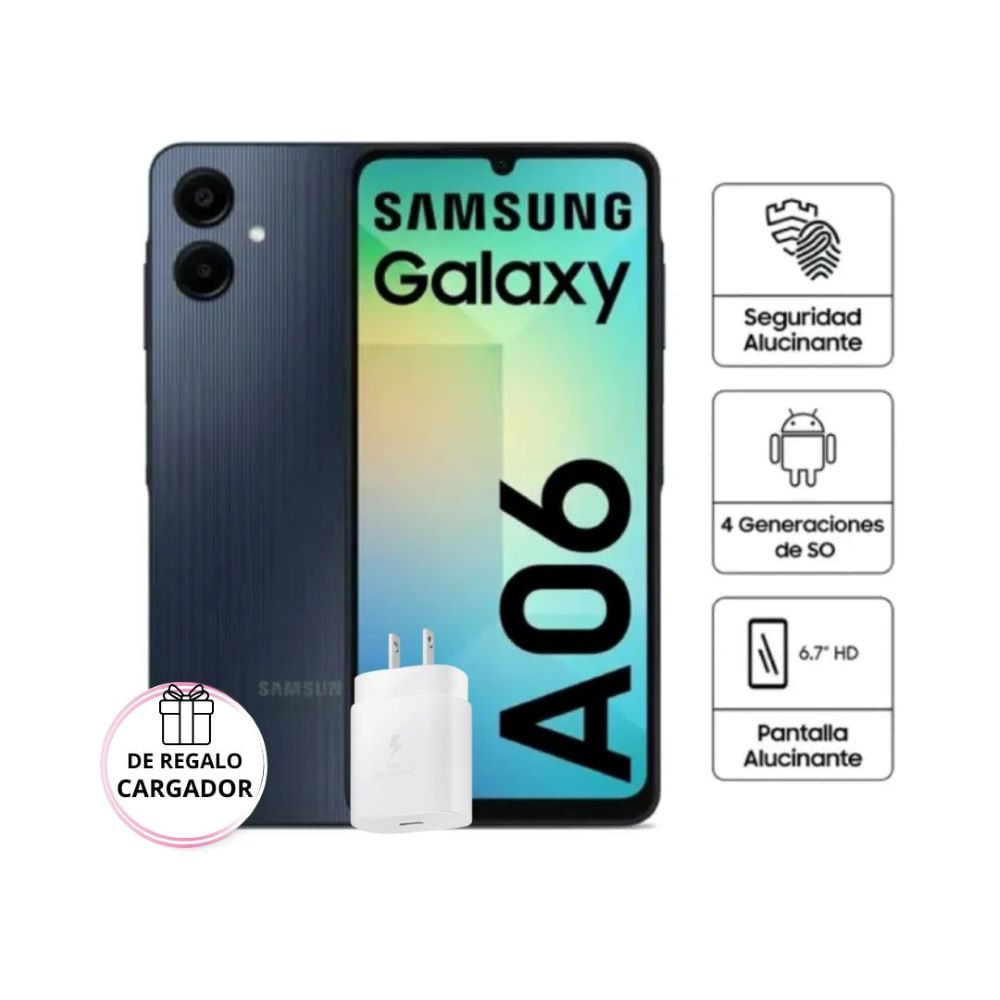 Celular Samsung Galaxy A06 4RAM-64GB Color Negro  con  Cargador
