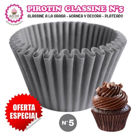 Pirotin a la Grasa Horneable Plateado Número 5 para Repostería 1000 unidades