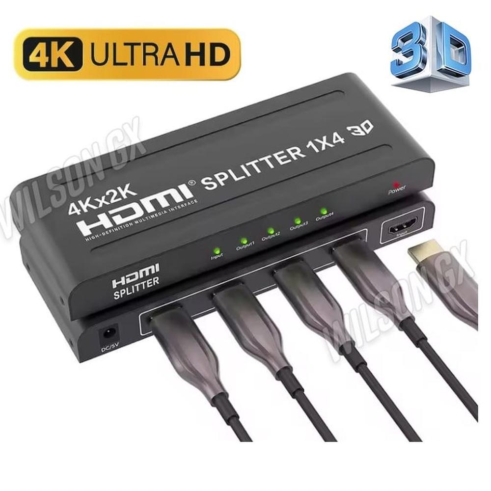 Splitter Hdmi 1x4 4k 2k UHD FULL con audio 4 Pantallas Amplificador