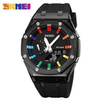 Reloj Skmei 2100 Negro Correa Silicona Hora Mundial. Negro Talla única