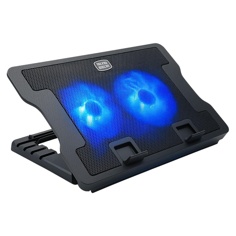 Cooler para Laptop 9"" a 17"" con 2 Ventiladores y Hub USB LED Azul 638A