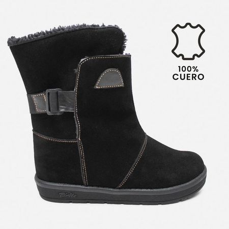 BOTAS DE CUERO GAMUZA CON PELUCHE MARIBU 560 36 Negro