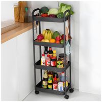 Carrito Organizador 4 Niveles con Ruedas y Colgadores para Cocina C78
