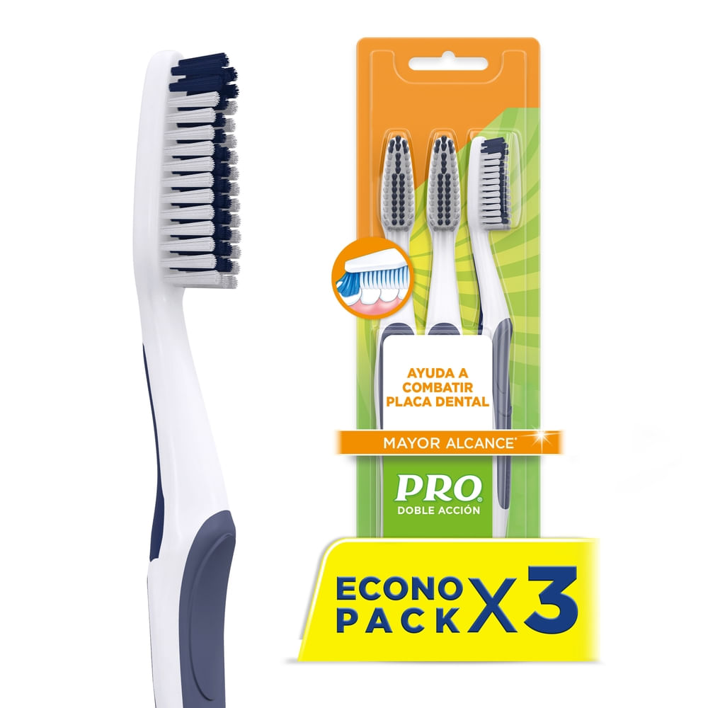 Cepillo Dental PRO Doble Acción Mayor Alcance Blíster 3un