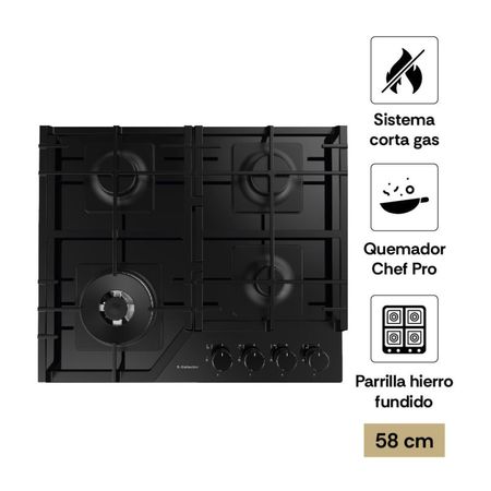 Cocina Encimera 60cm S-Collection SOLCO066 Vidrio Templado a Gas