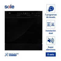 Lavavajilla Sole Modelo SOLLAVAJ002B Negro 8 Sets