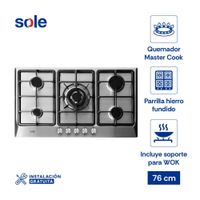 Cocina Encimera de Acero Inoxidable Sole SOLCO038 86cm
