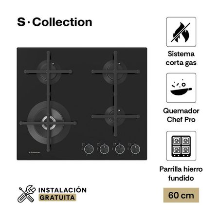 Cocina Encimera 60cm S-Collection Pureblack a Gas Smart