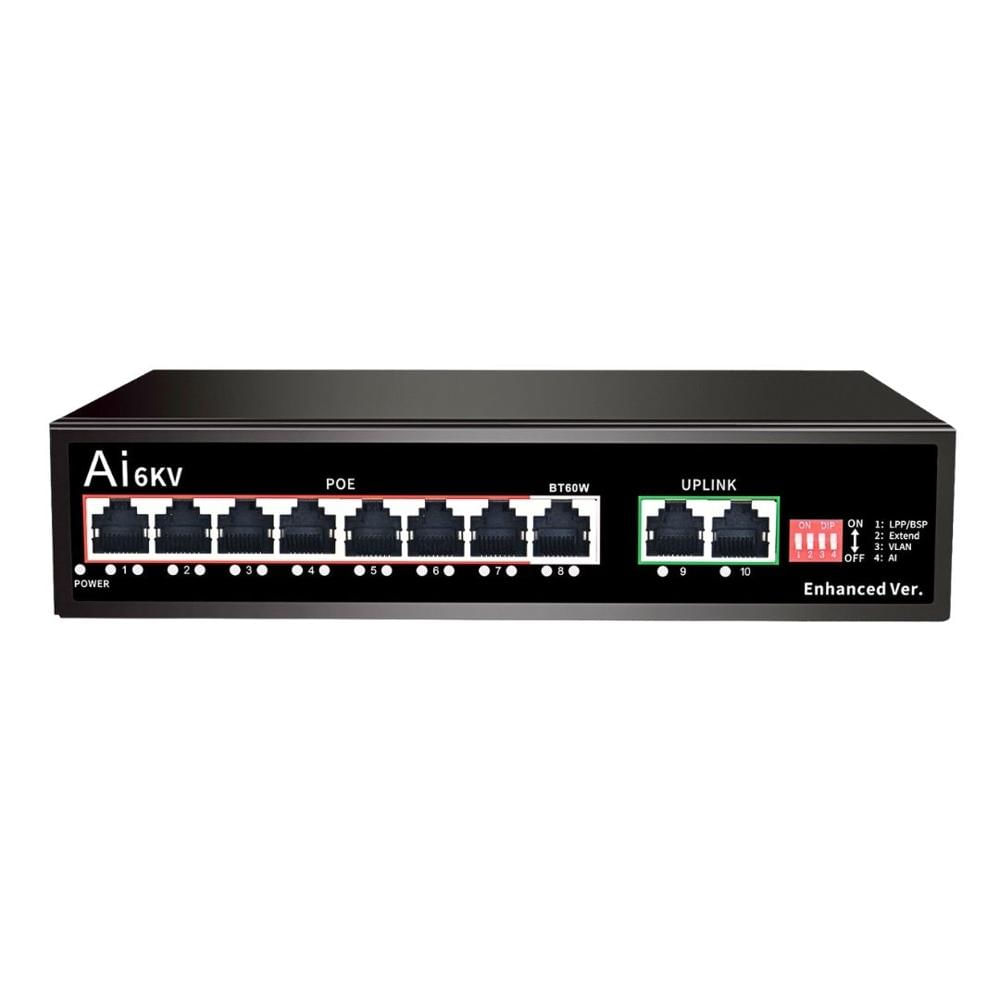 Switch PoE+ 8 Puertos + 2 Uplink 120W con Extend y AI Watchdog