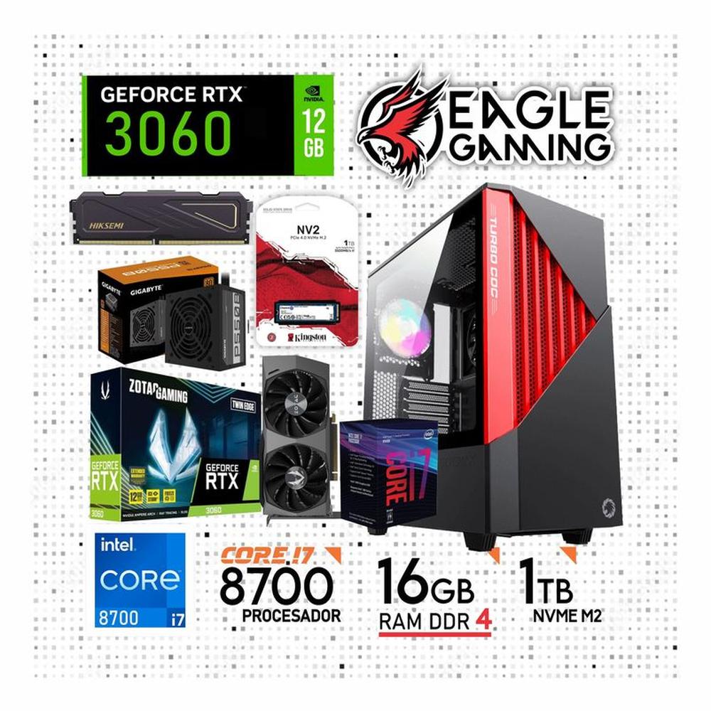 PC GAMER CORE I7 8700- GRAFICA RTX 3060 DE 12GB- 16GB DE RAM-SSD 1TB