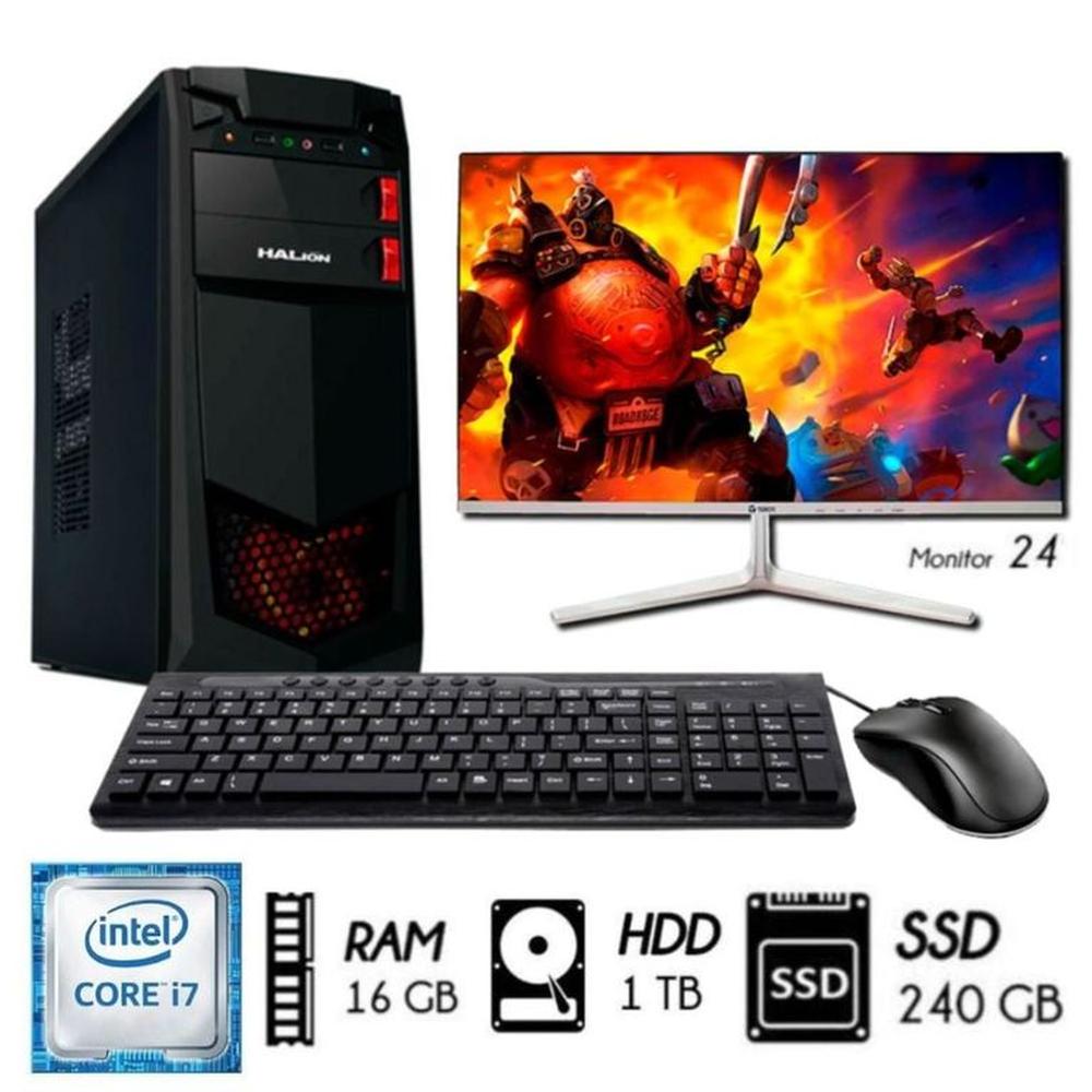 Computadora Pc Intel Core i7 32ghz Ram 16GB Disco HDD 1TB SSD 240GB Monitor 24