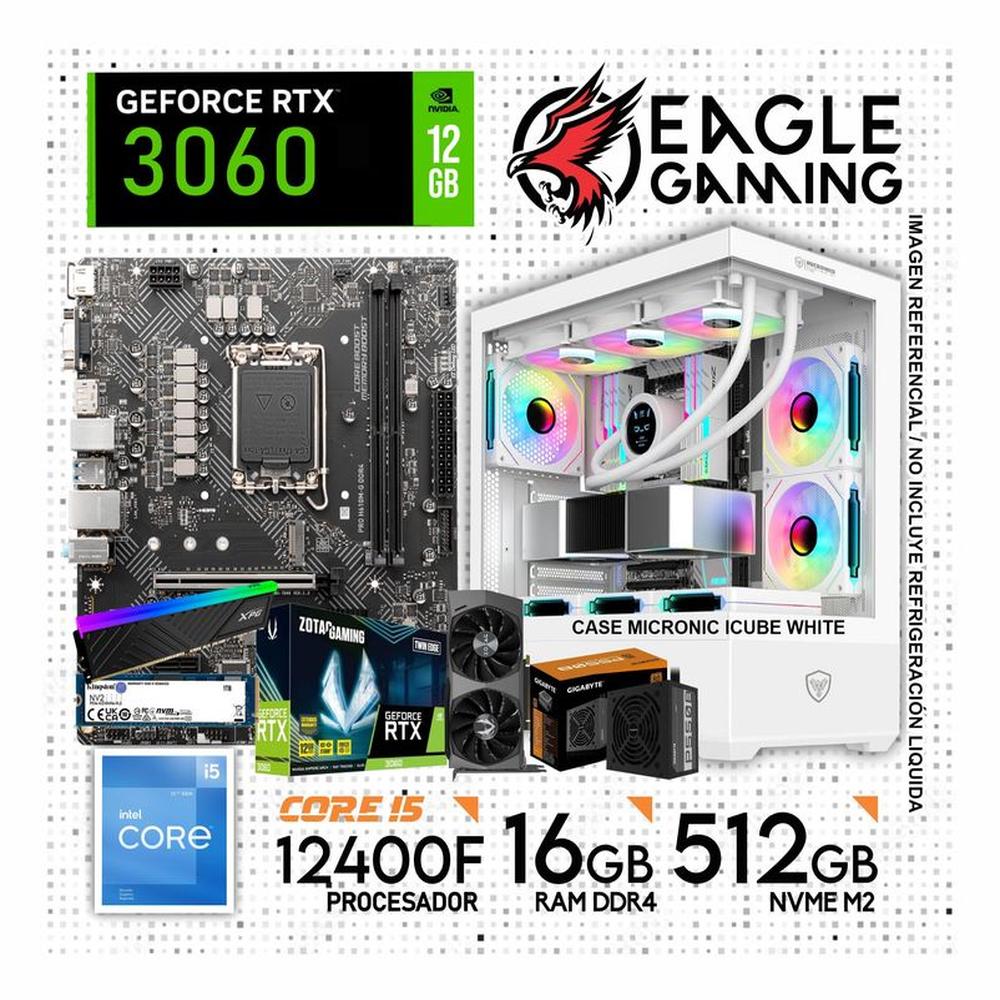 PC GAMER CORE I5 12400F- GRAFICA RTX 3060 DE 12GB-RAM 16GB DE RAM-SSD 512GB