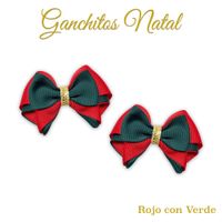 Ganchitos modelo Natal color rojo con verde - Creaciones Karito