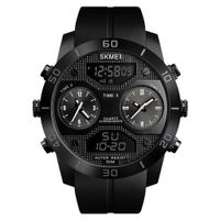 Reloj Skmei 1355 Negro 3Time Correa Silicona Digital Analogo. Negro Talla única