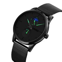 Reloj Skmei 9208 Fase Lunar Correa acero agujas verdes. Negro Talla única