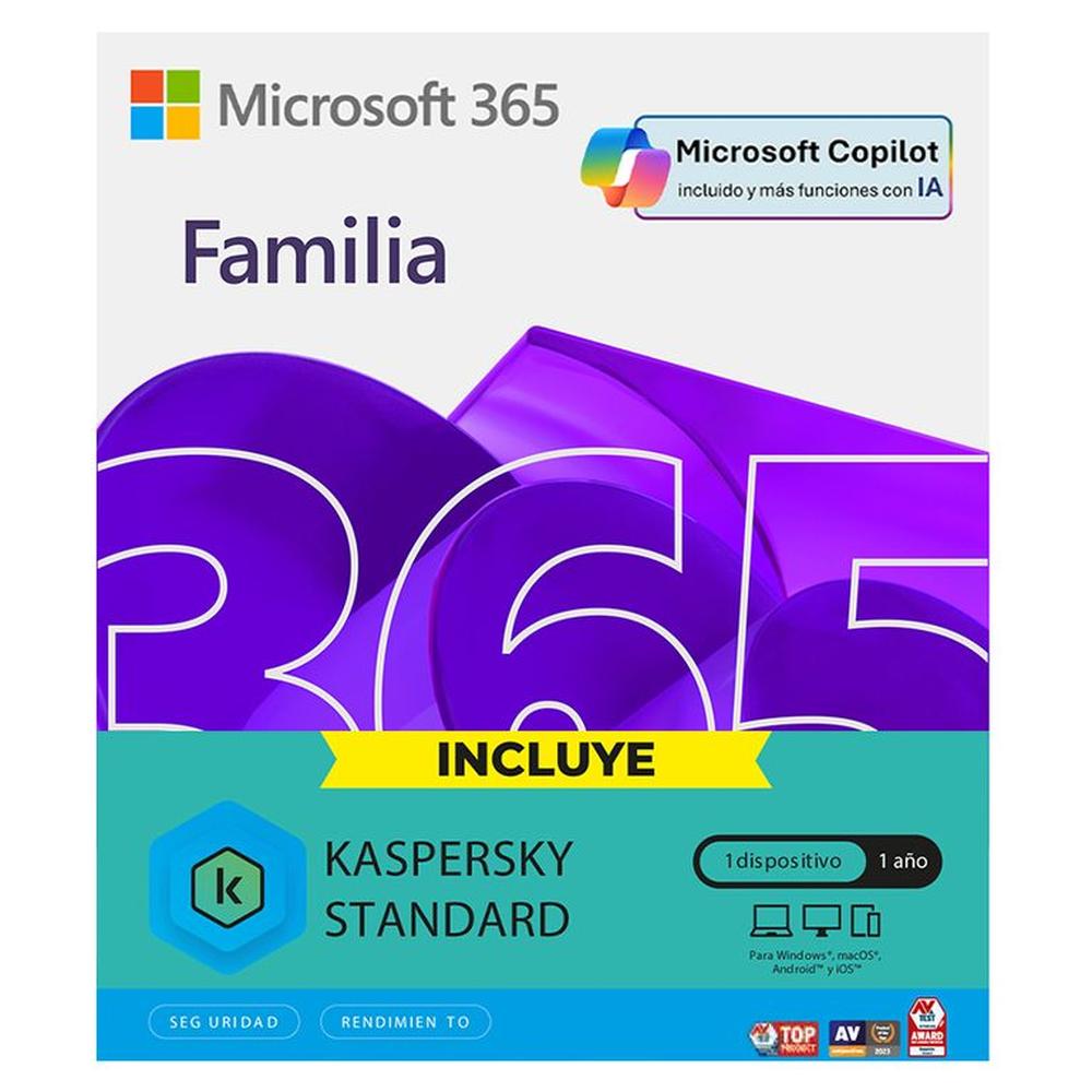 MICROSOFT 365 FAMILIA IA COPILOT Y KASPERSKY LICENCIA