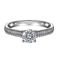 Anillo De Compromiso Afrodita 374 Plata Maciza Bañado En Oro Blanco T7