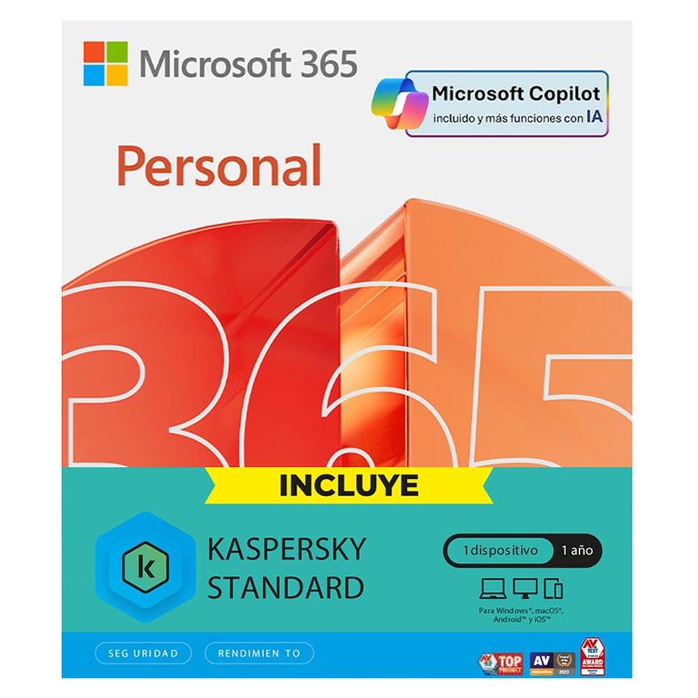 MICROSOFT 365 PERSONAL IA COPILOT CON ANTIVIRUS LICENCIA FISICA