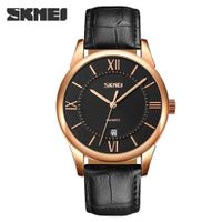 Reloj Skmei 9261 Oro Rosa Correa negra de cuero. Negro Talla única