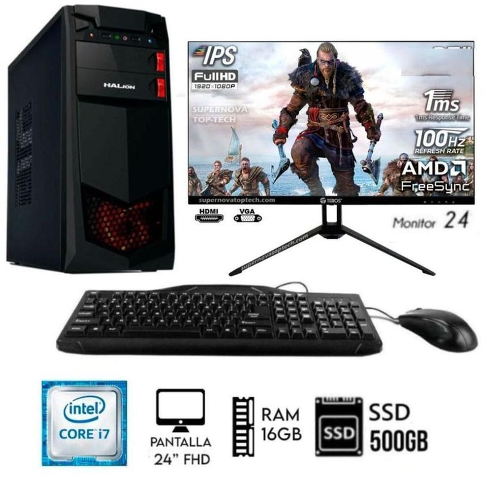 Computadora PC Intel Core I7 3.2Ghz Ram 16GB Disco SSD 500GB Monitor 24 FHD