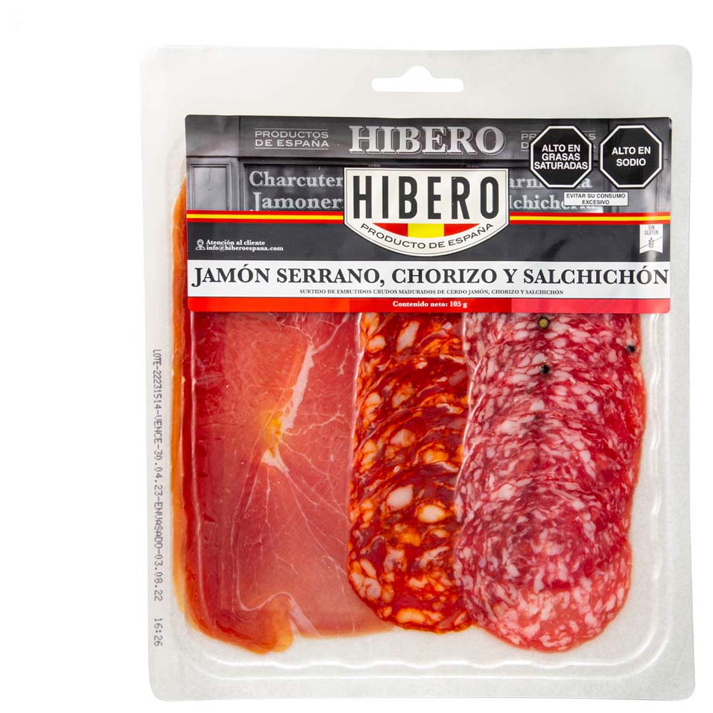 Tabla HIBERO Jamón Serrano + Chorizo + Salchichón Paquete 105g