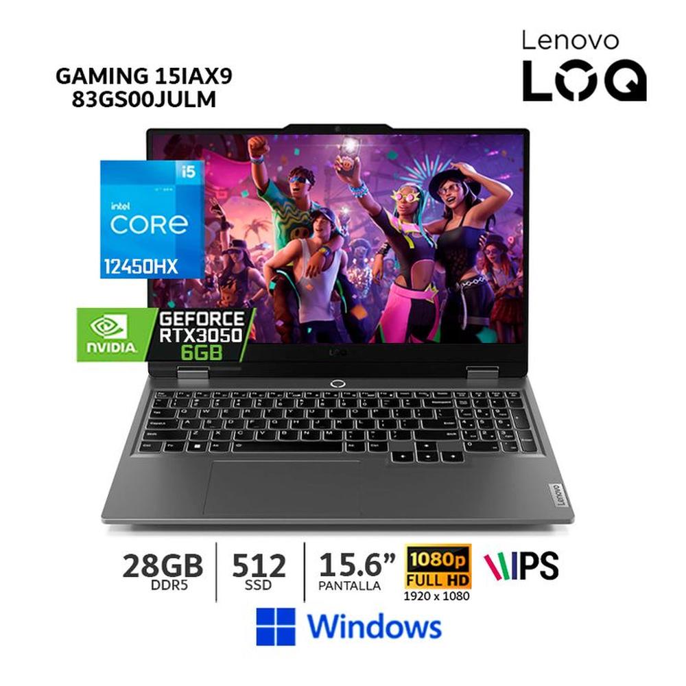 Laptop Lenovo LOQ Core I5-12450HX 15.6'' FHD 28GB RAM 512GB SSD RTX 3050 6Gb - 83GS00JULM