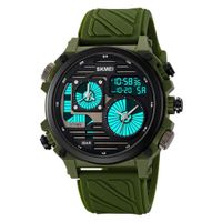Reloj Skmei 2202 Verde Militar Analogo y Digital Correa Silicona. Verde Militar Talla única