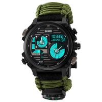 Reloj Skmei 2202 Verde Militar Analogo Digital Correa Tejida Nylon. Verde Militar Talla única