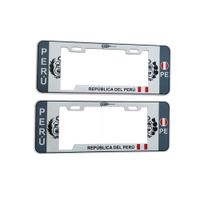 Porta Placa Modelo Europeo Escudo Perú Blanco