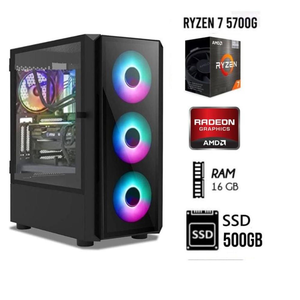 Computadora PC GAMER RYZEN 7-5700G  3.2Ghz RAM 16GB  DISCO SOLIDO SSD 500GB