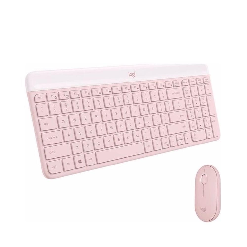 Teclado y Mouse Inalambrico Logitech Mk470 Slim Wireless rosado