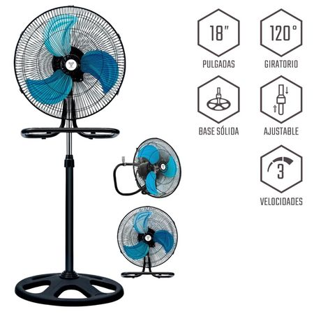 Ventilador Trueking V318 200 Watts, 3 en 1 Pedestal, Mesa y Pared TRKV318_UNIDAD_01