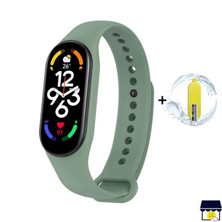 Correa de silicona para Xiaomi Mi Band 7 - VERDE OLIVA + MICA Correa de silicona para Xiaomi Mi Band 7 - VERDE OLIVA MICA
