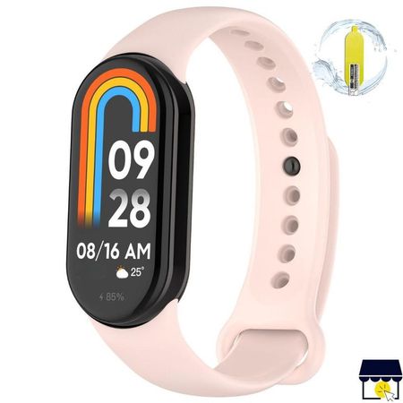 Correa de silicona para Xiaomi Mi Band 8 / 9 / 10 + Mica - Rosa Correa de silicona para Xiaomi Mi Band 8  9  10 y Mica - Rosa