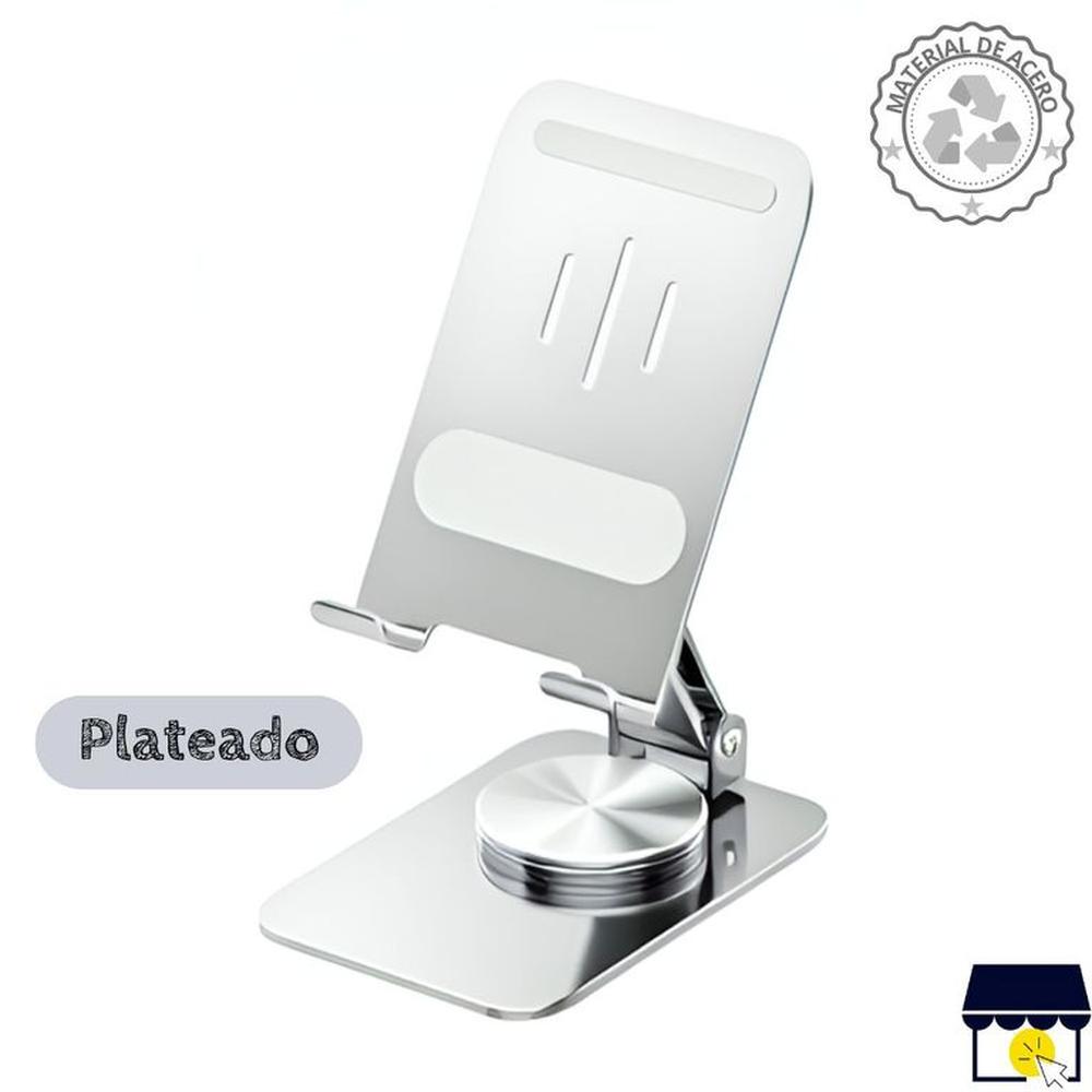 Soporte holder 360° de acero plegable para celular tablet - Plateado