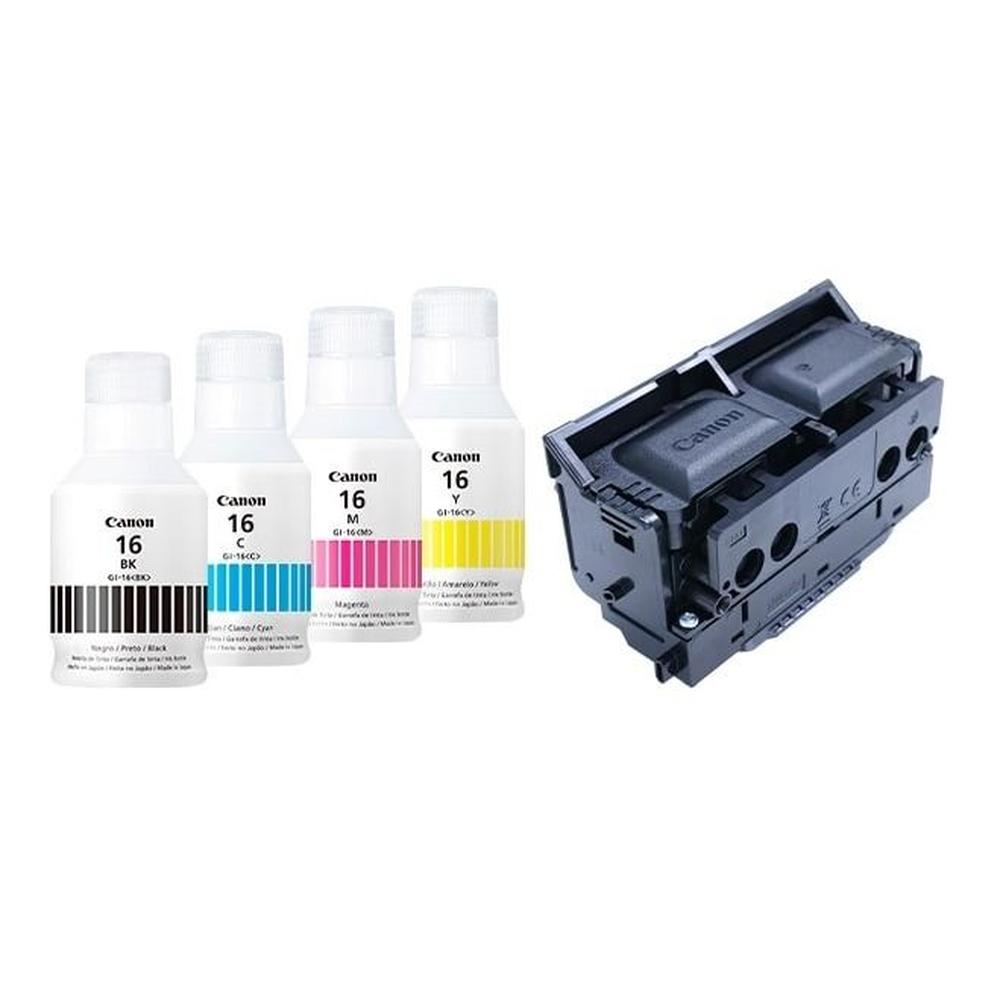 Kit de Tintas Canon GI-16 BKCMY + Cabezal ORIGINAL GX6010 GX7010