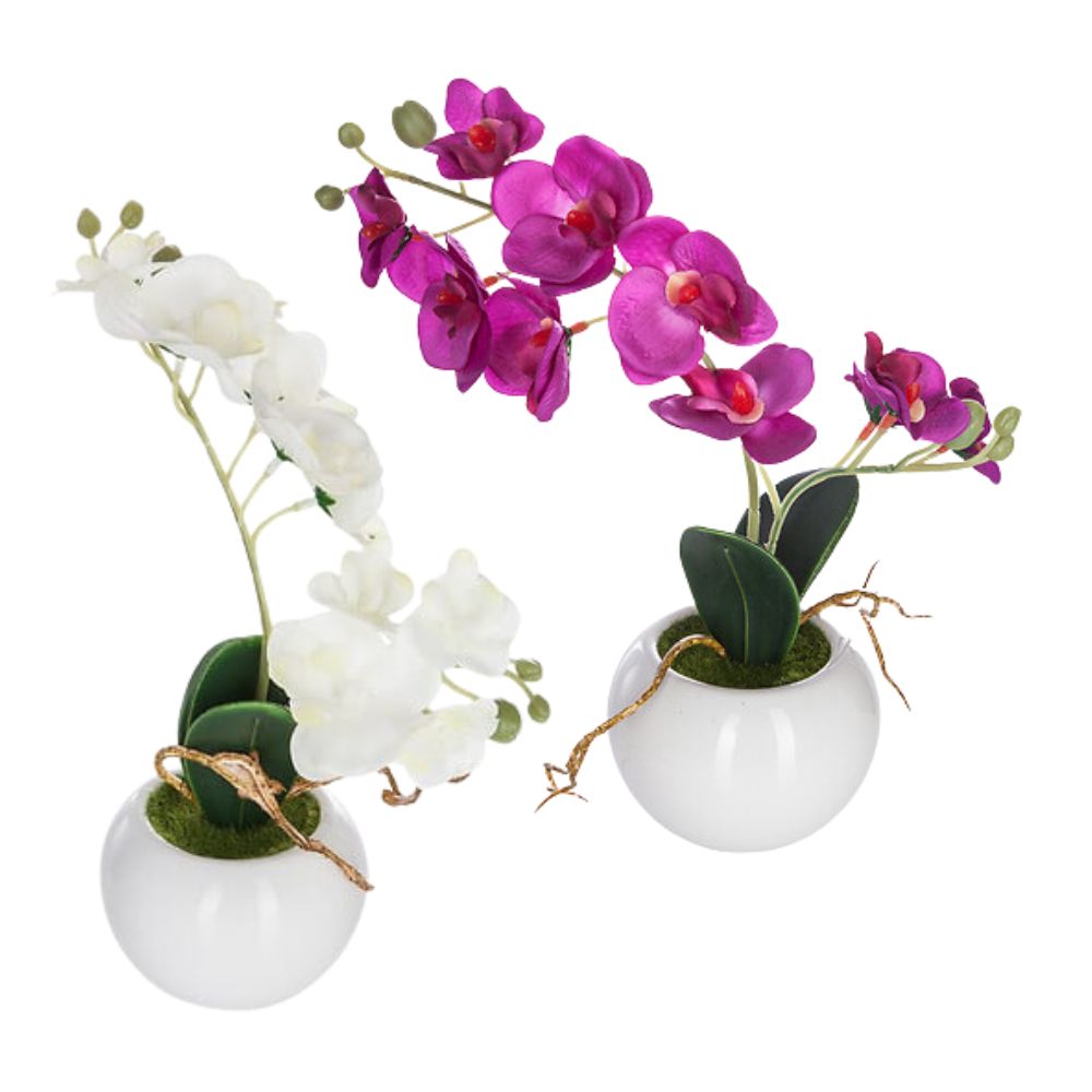 Planta artificial Orquídea con maceta cerámica 25cm de alto Atmosphera