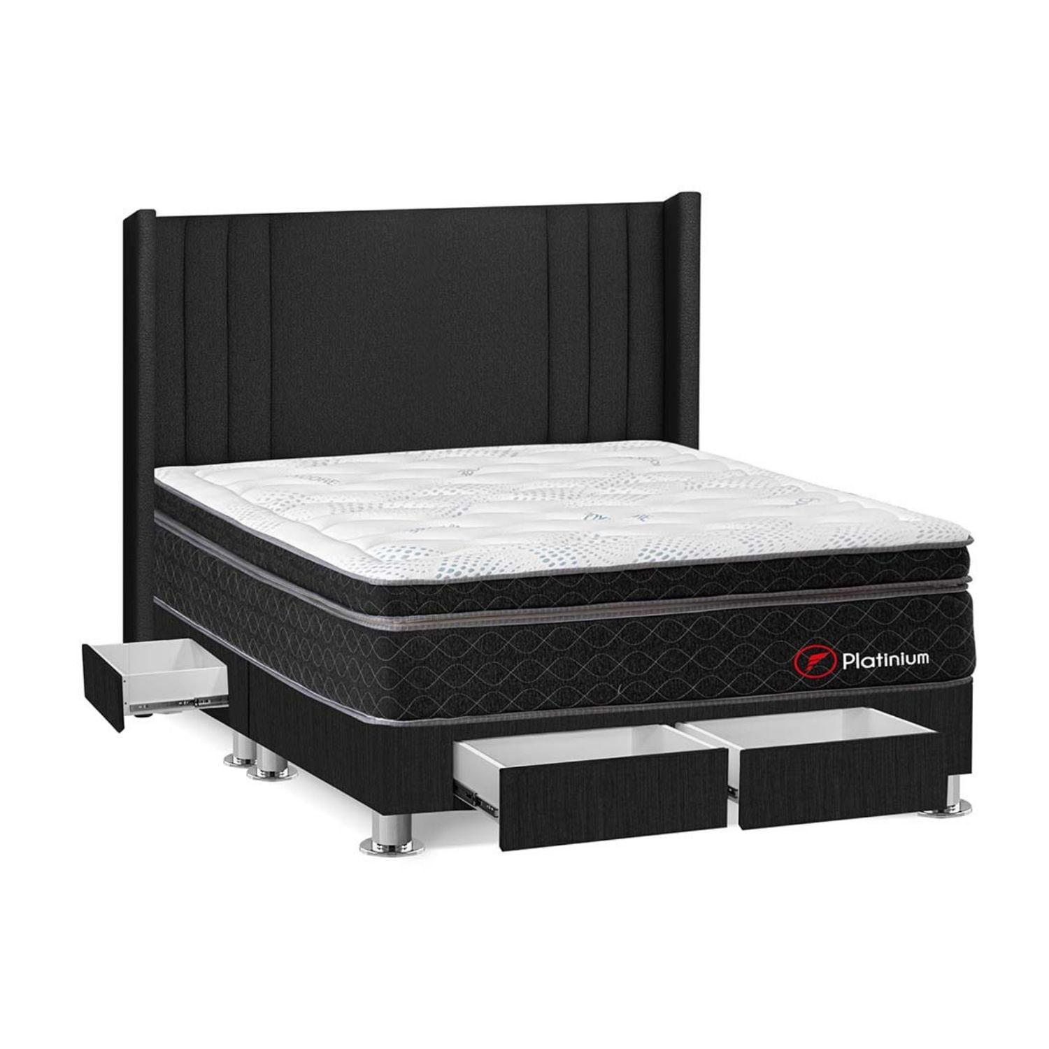 Dormitorio 4 cajones Gris Platinium King Forli