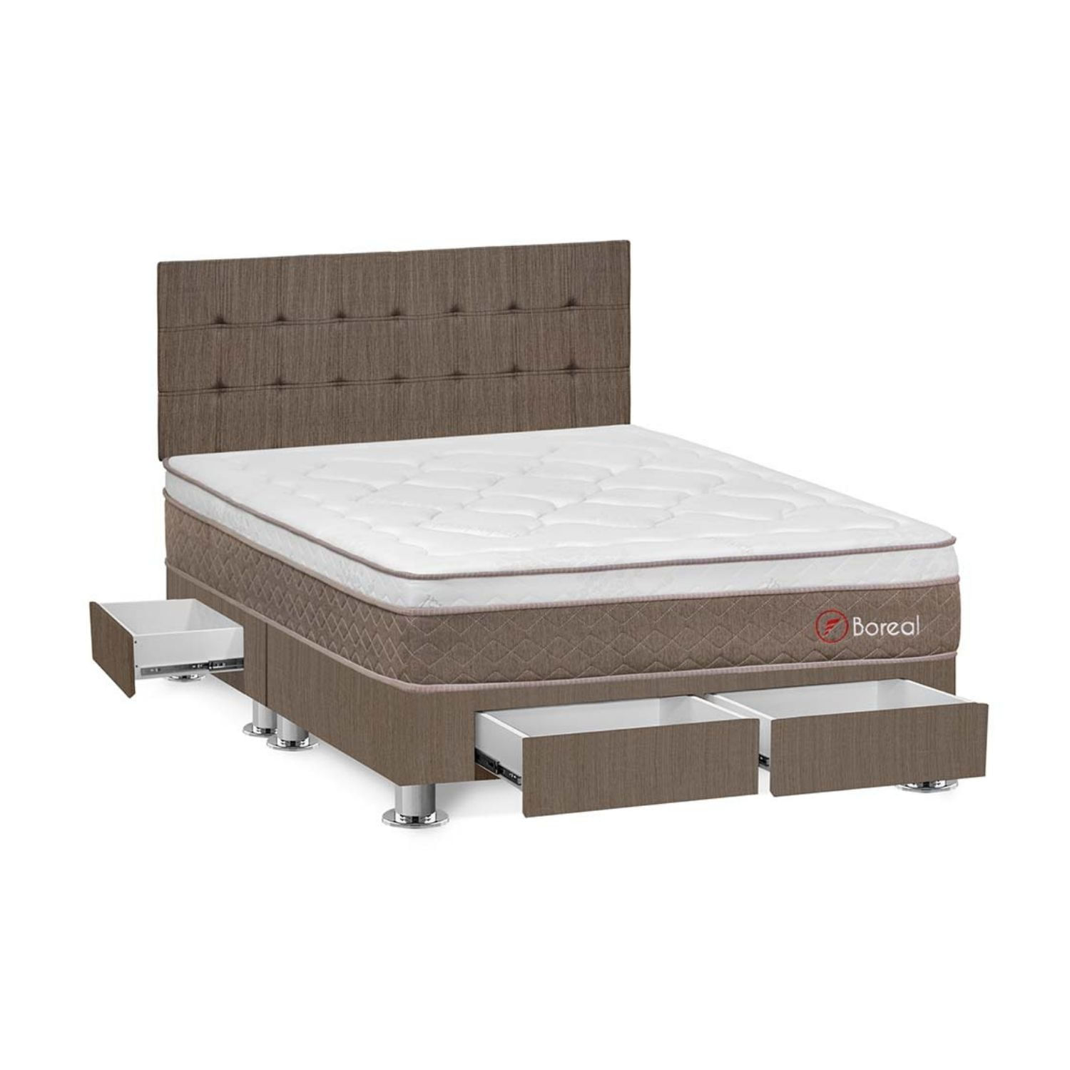 Dormitorio Boreal Pocket Ss con 4 cajones Queen + Cabecera Forli