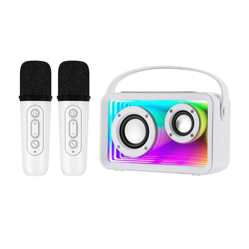 Parlante Bluetooth Prolink Karaoke con 2 Micrófonos Blanco