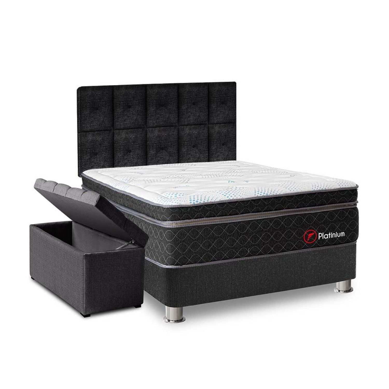 Juego de dormitorio Platinium Queen Tapizado Forli