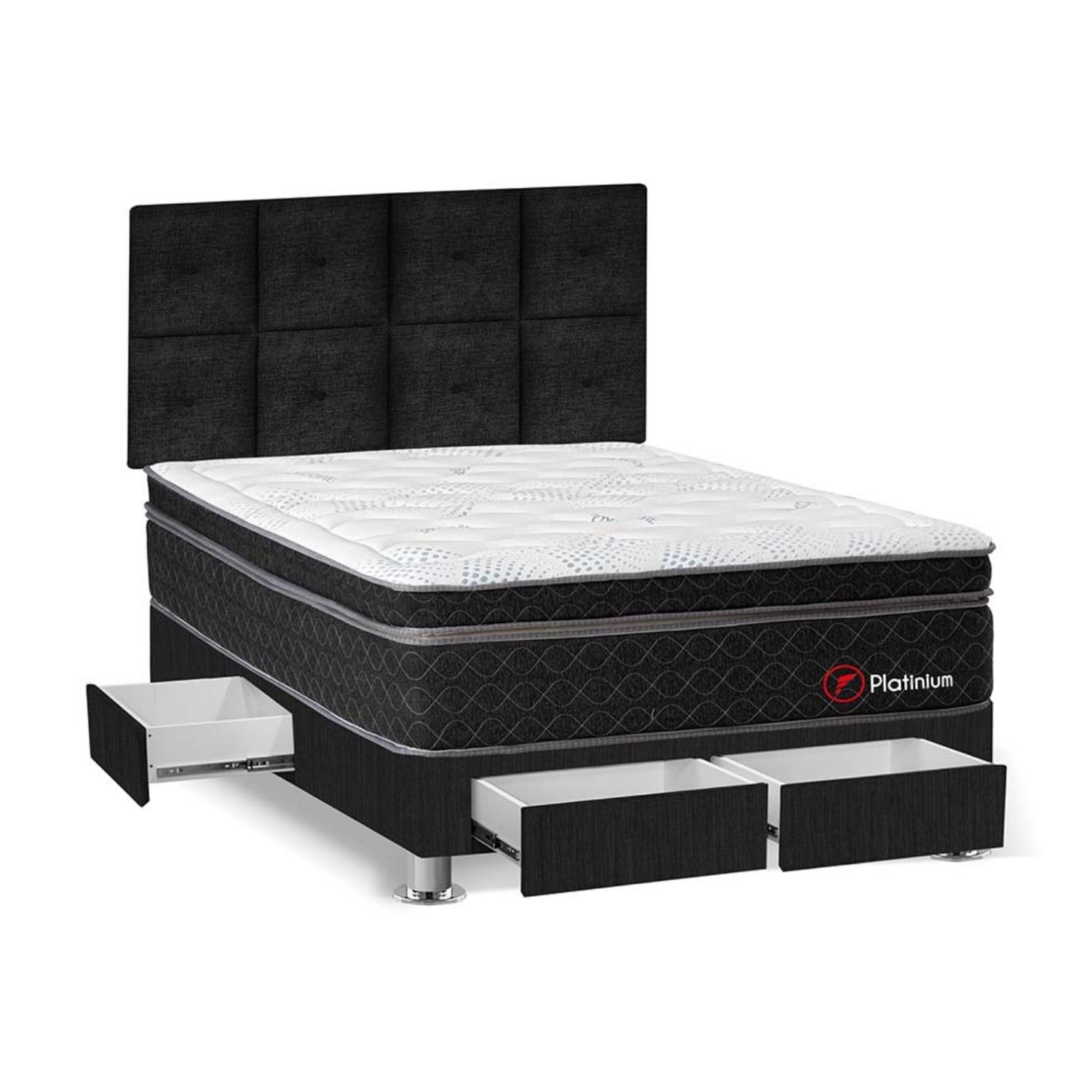 Dormitorio Platinium con 4 cajones 2 plazas + Cabecera Kimiko Forli