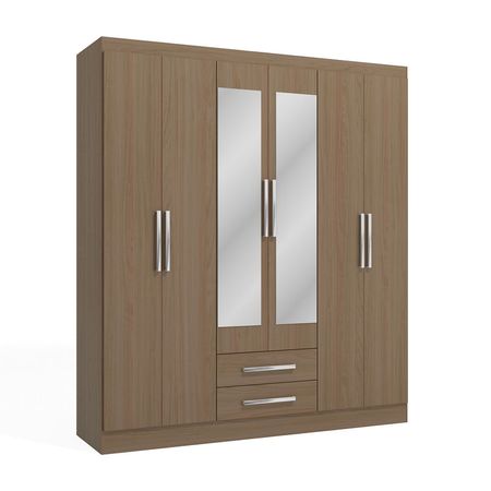 Ropero Capri Orange Nature 6 Puertas 2 Cajones con Espejo