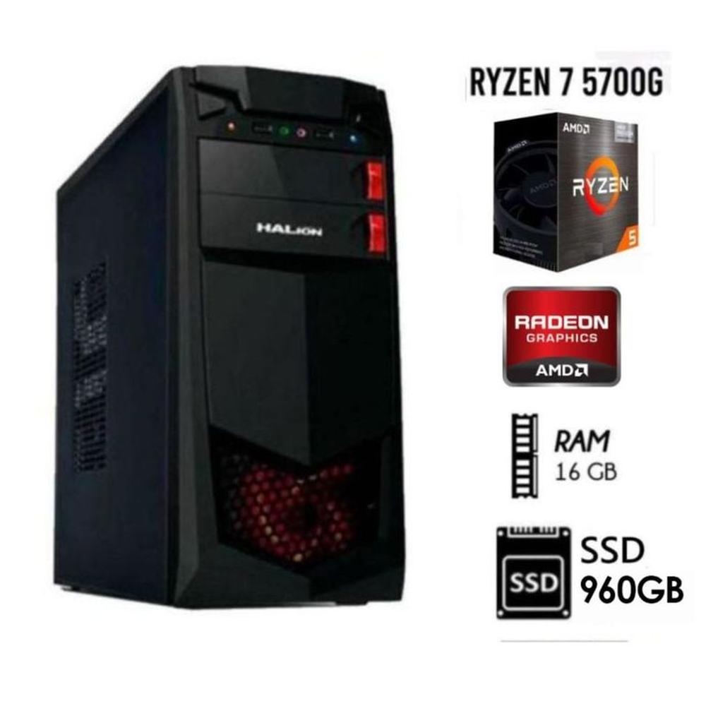 Computadora PC  RYZEN 7-5700G  3.2Ghz  Ram 16GB  DISCO SOLIDO SSD 960GB