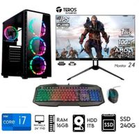 Computadora Pc Intel Core i7  Ram 16GB  Disco HDD 1TB  SSD 240GB Monitor 24FHD