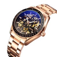 Reloj Skmei 9194 Oro Rosa MECANICO Tourbillon AUTOMATICO Correa Acero Negro