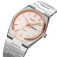 Reloj Skmei 9288 Plateado Original detalles oro rosa analogo con fecha Blanco