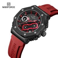 Reloj Naviforce 8035 Borde Negro Correa Roja Rojo